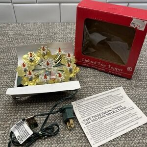 Christmas Tree Topper Light Up In Original Box VTG 5.5 Inches Gold Star‎ Figure